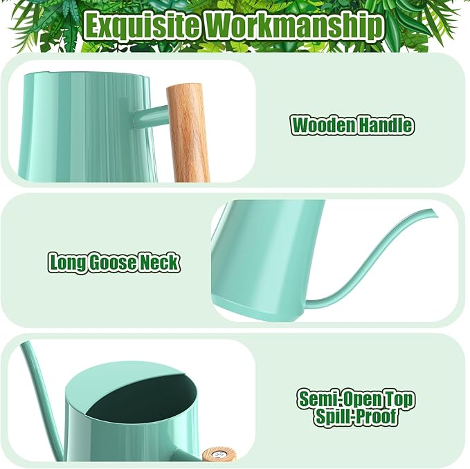Watering Can Indoor Plants Mint Green 35oz Cute Watering Can Decorative Small Matal Watering Pot for House Bonsai Plants Garden Flower Indoor Outdoor