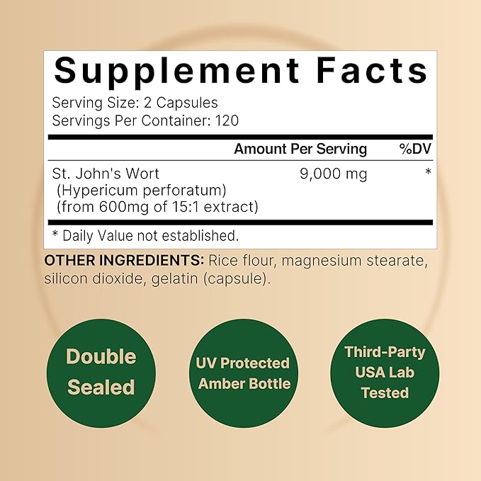 NatureBell St Johns Wort 9,000mg Per 240 Capsules 15:1 Herbal