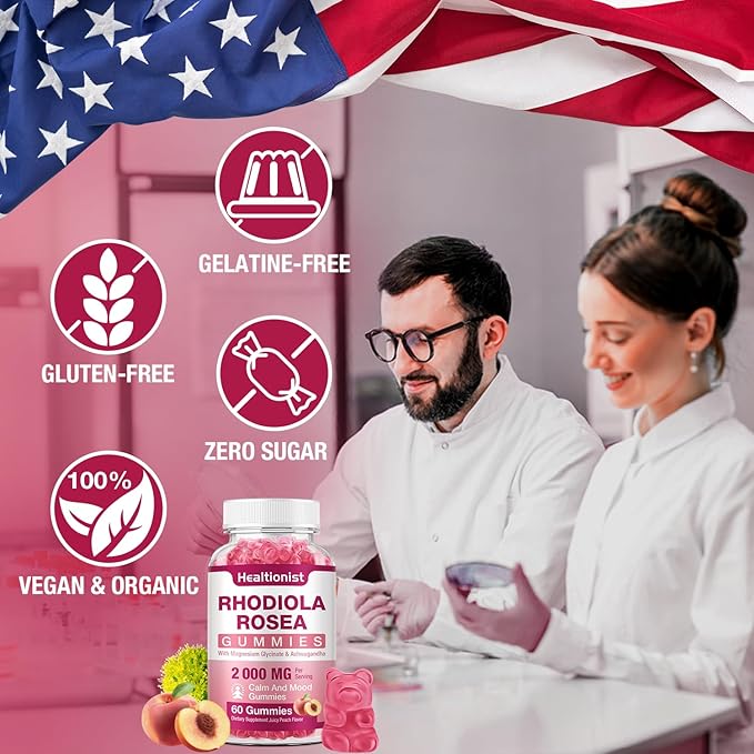 1 Pack Sugar-Free Rhodiola Rosea Gummies 60 Vegan