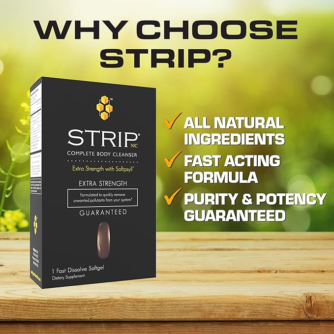 Wellgenix Strip NC Complete Body Cleanser, Premium Body Cleanse, Herbal Detox Cleanse to Flush Your System, One Hour Toxin Removal, 1 Fast Acting Softgel