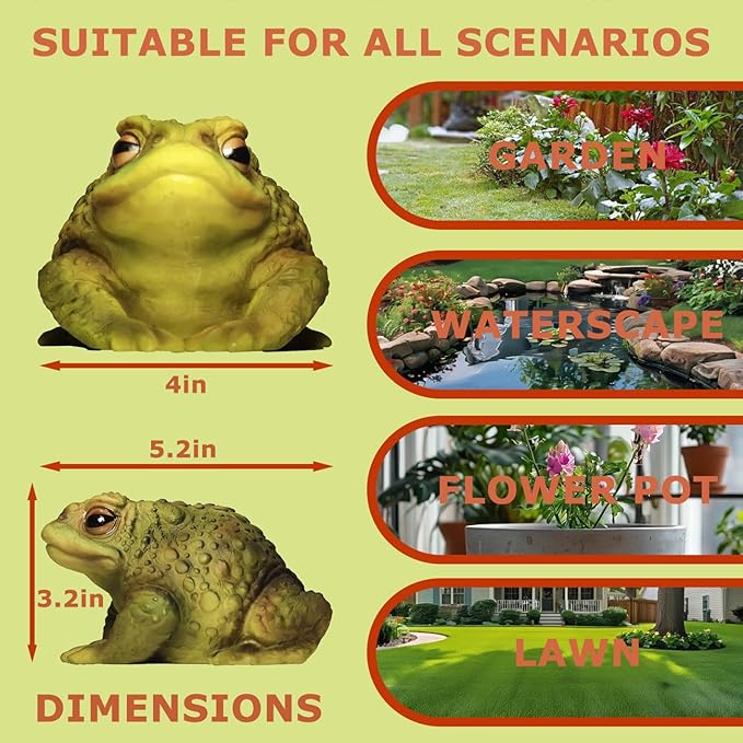 Sunthus Frog Toad Sculptures Garden Statues Yard Art Resin Decorations Outdoor Garden Decor