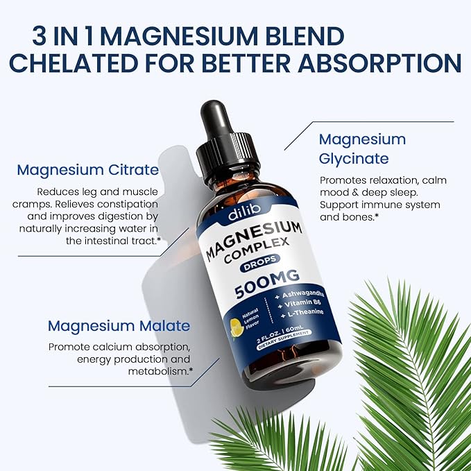 (2 Pack) Magnesium Glycinate, Citrate, Malate 500mg with B6-Support Calm,