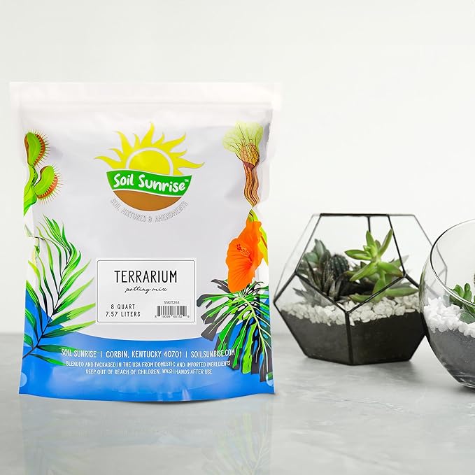 Terrarium Potting Soil Mix (8 Quarts), w/Blended Filtering Charcoal Custom Made for Terrariums