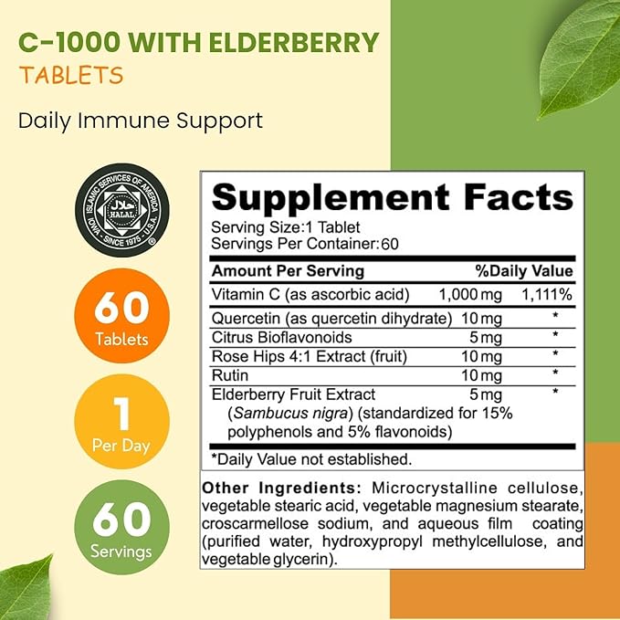 Halal Vitamin C-1000mg Tablets, 60 Days
