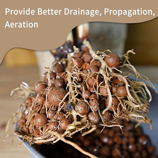 12LB Leca Balls for Indoor Plants, Expanded Clay Pebbles for Plants, Orchid Potting Mix, Soil Amendment, Drainage, Easy Reusability, 4-16mm