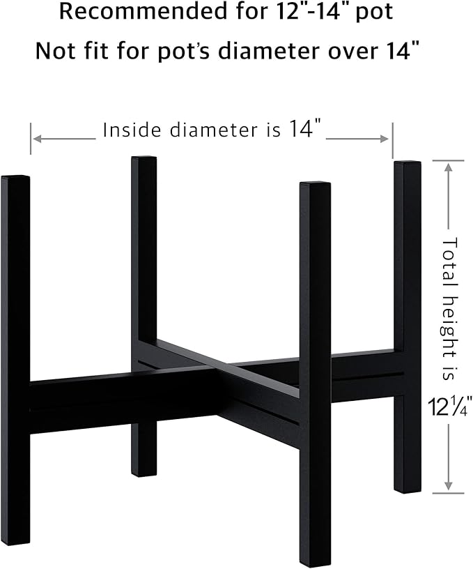 FaithLand Mid Century Plant Stand Indoor Outdoor(Plant Pot Not Included), Hold Up to 14 Inch Planter, Metal Planter Stand, Potted Plant Holder, Black - Fits Snake Plant - Upgraded Design
