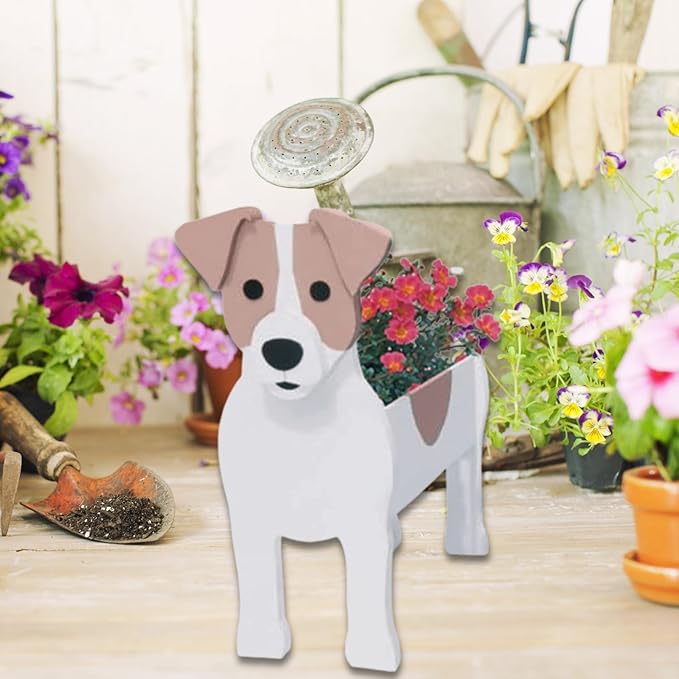 Jack Russell Dog Planter Plant Pots,Cute Garden Dog Flower Planter,Dog Planters Birthday Gifts for Women,Office,Indoor/Outdoor Decor(9.45 * 6.97 * 12.2in)