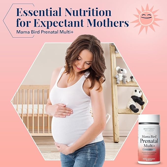 Best Nest Wellness Mama Bird Prenatal Vitamin: Vegan Prenatal Vitamins for Women w/Methylfolate (Folic Acid) w/Organic Herbal Blend, Prenatal Vitamins for Women B12, Choline, Once Daily, 30 Count