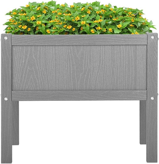 Raised Garden Bed with Drainage Hole Waterproof HDPE Elevated Planter Box with Legs Stable and Durable to Plant Herb Vegetable Flower,Patio,Balcony Outdoors/Indoors Gray