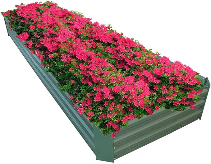8x2x1ft Metal Raised Garden Bed Kit,Galvanized Garden Bed Box for Vegetables, Flowers, Herbs, and Succulents,120 Gallon Capacity - Green