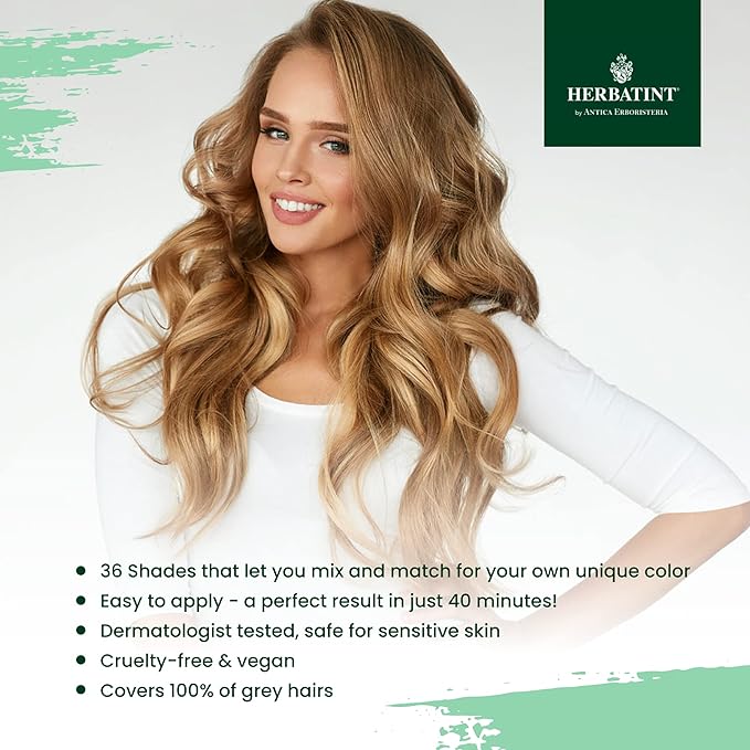 Herbatint Permanent Haircolor Gel, 7N Blonde, 100% Grey 4.56 oz (2 Pack)