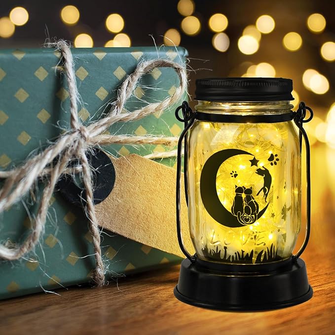 Kyoryuger Cat Solar Lanterns Moon Cats Gifts for Women Mom Grandma Unique Teen Girl Gifts Christmas Gifts for Cat Lovers Cat Memory Lantern with Stake for Yard Lawn Patio Bedroom Kitty Decoration