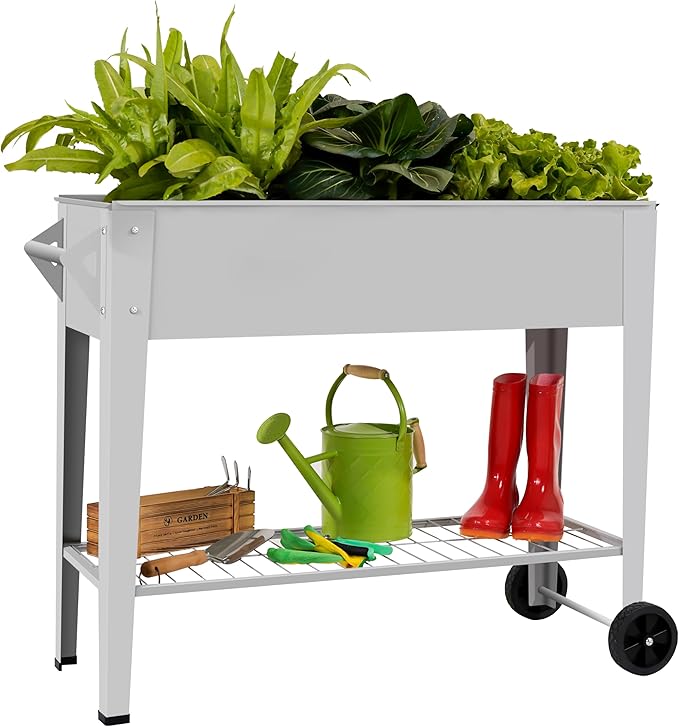 ๐๐๐ข๐ฌ๐๐ ๐๐๐ซ๐๐๐ง ๐๐๐ ๐๐ฎ๐ญ๐๐จ๐จ๐ซ Elevate Herb Garden Planter Box Outdoor Raised Planter Box with Legs On Wheels for Vegetables Flower Tomato Patio Backyard