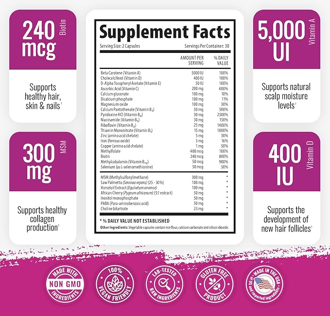 1 Body Hair Skin and Nails 26 Vitamins, 60 Vegan