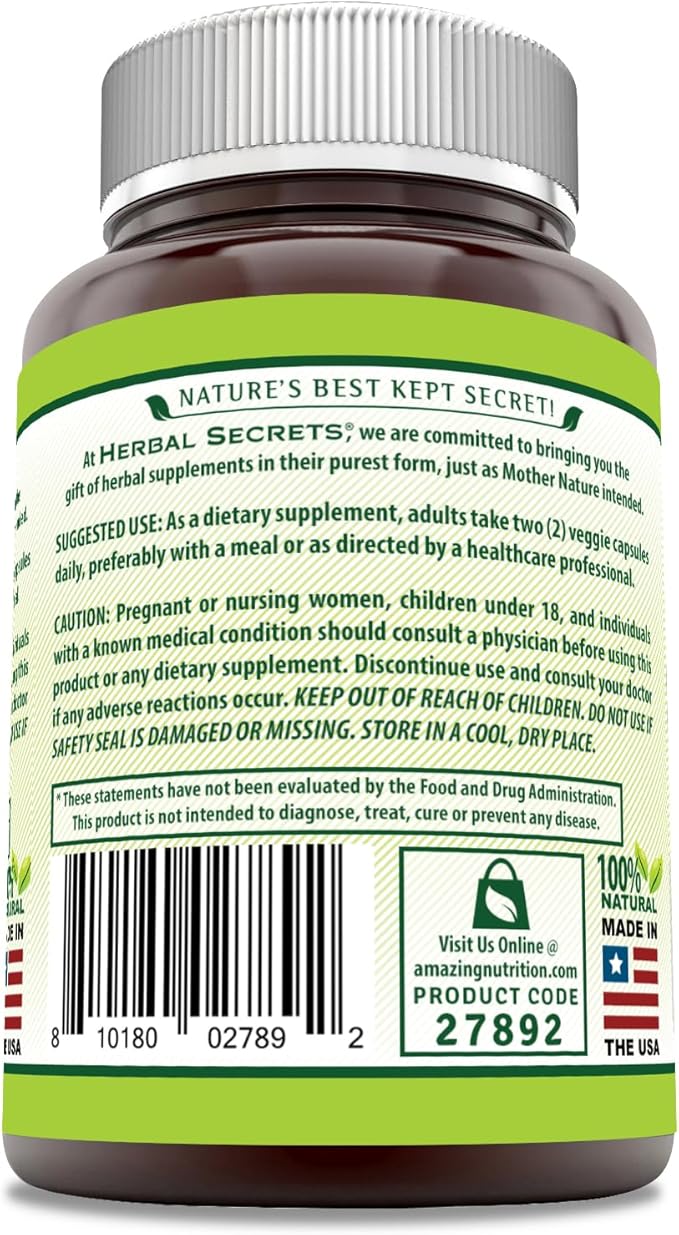 Herbal Secrets Holy Basil Supplement 1000 Mg 120 Veggie
