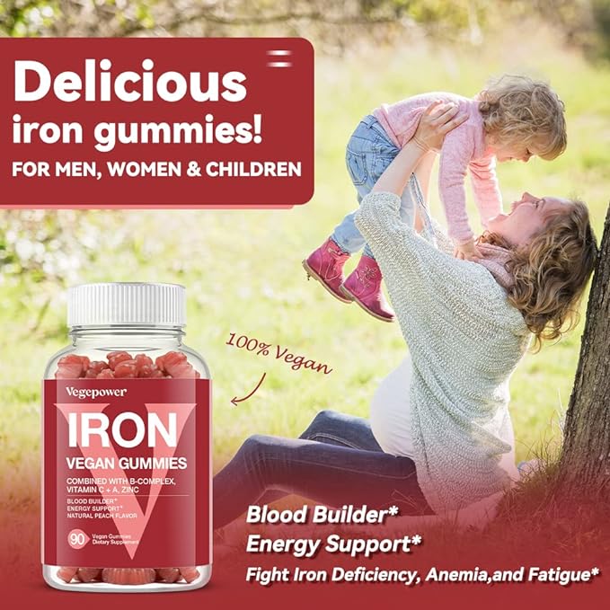 Iron Gummies Supplements for Women & Kids Flavor(3 Packs)