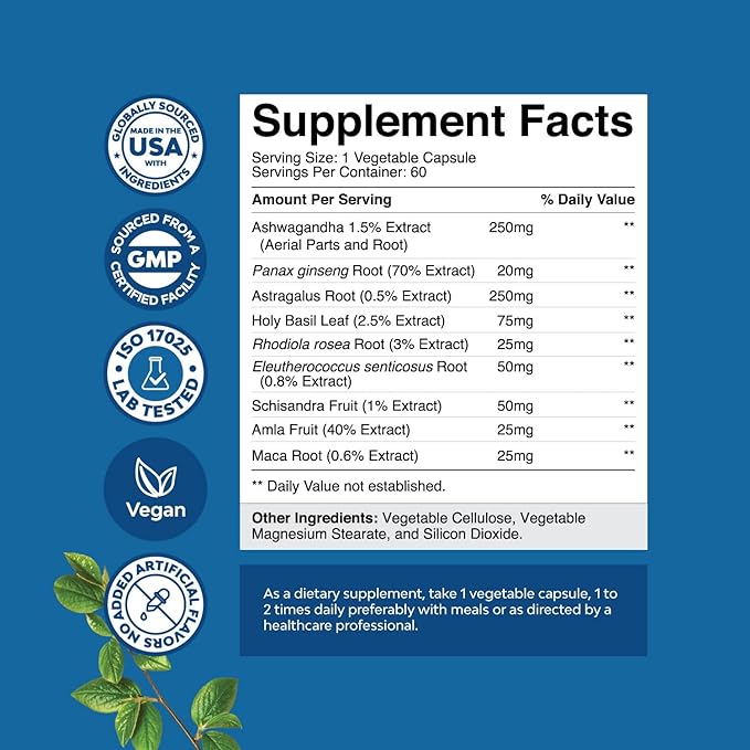 Herbal Adaptogen Mood Support Supplement 60ct
