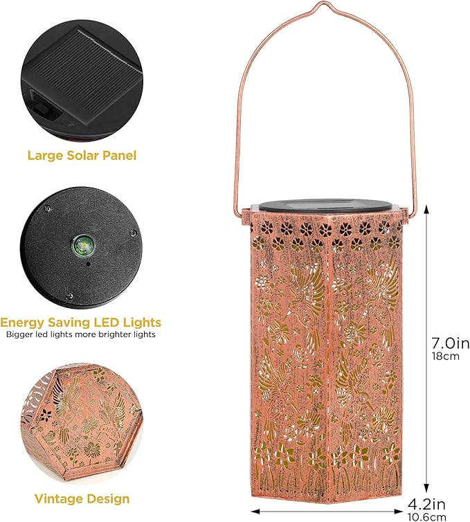 Outdoor Lanterns Hummingbird Gift for Women/Mom/Grandma/Sister, Solar Lanterns Outdoor Waterproof Butterfly, Garden Decor,Christmas, Mother's Day, Thanksgiving Gifts, Solar Decoration for Yard, Patio