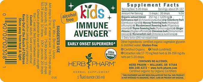 Herb Pharm Kids Certified-Organic Alcohol-Free Immune 1 Ounce