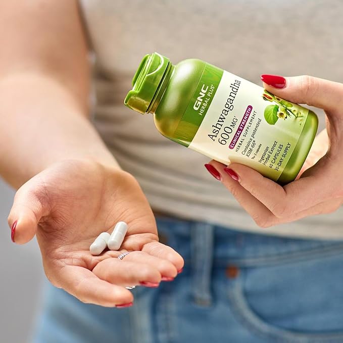 GNC Herbal Plus Ashwagandha 600mg, Stress 60 Capsules
