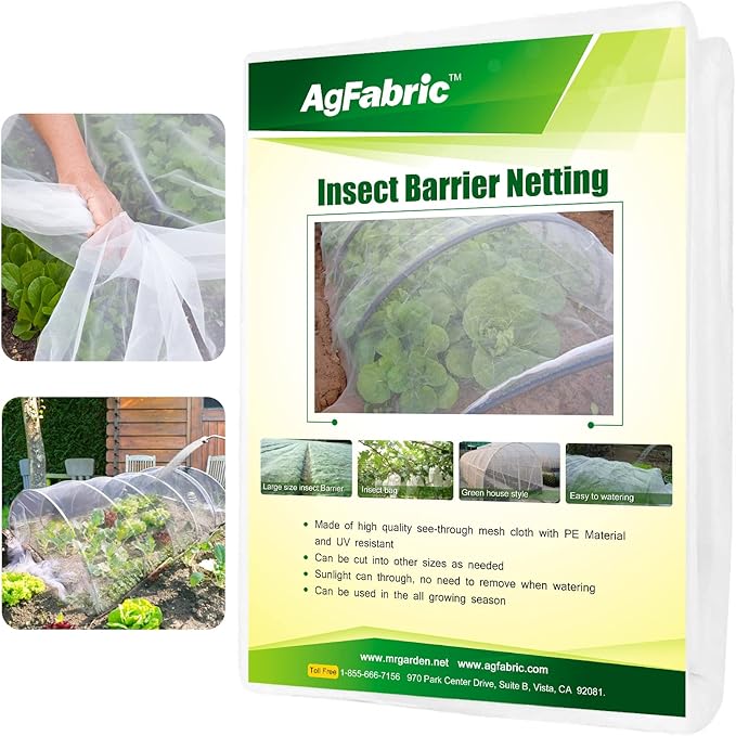 Agfabric Garden Netting 8'x30' Insect Pest Barrier Bird Netting for Garden Protection,Row Cover Mesh Netting for Vegetables Fruit Trees and Plants,White
