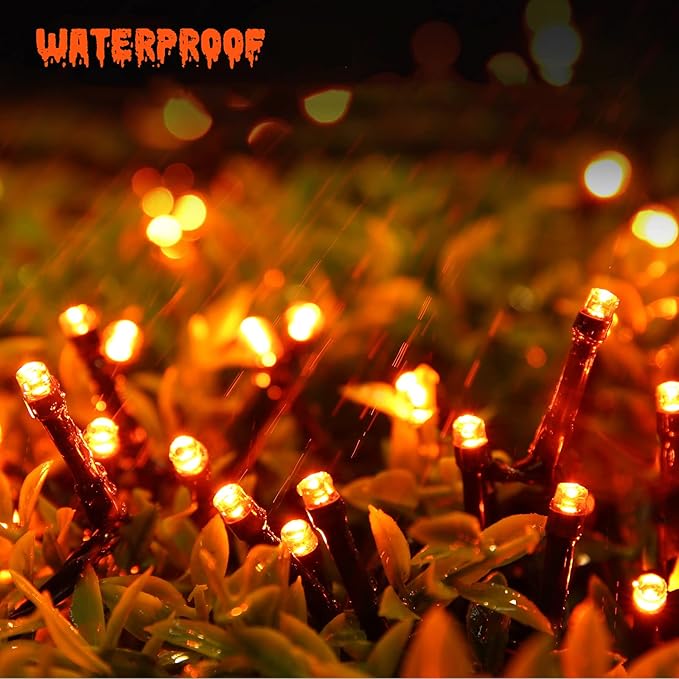 Halloween Orange Lights, 82ft 200 LED String Lights With 8 Modes, Waterproof Low Voltage for Party, Garden, Indoor Outdoor Decorations