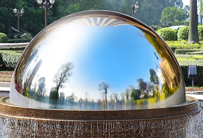 Nerien Gazing Ball, Stainless Steel Garden Mirror Globe, Polished Ornament Sphere, Hollow Floating Reflective Hemisphere, for Home Outdoor Pond Housewarming Swimming Pool Decoration, Sliver, 6Pcs Mix