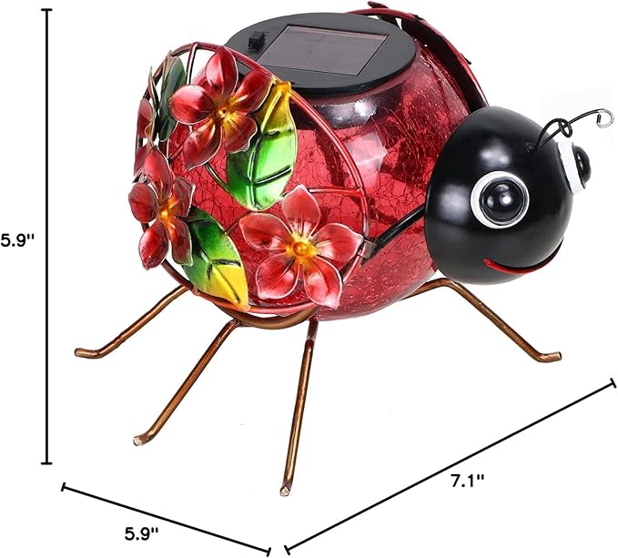 MUMTOP Solar Lantern, Waterproof LED Solar Lights Outdoor Ladybug Decorative Tabletop Lanterns for Patio Garden Table Decor