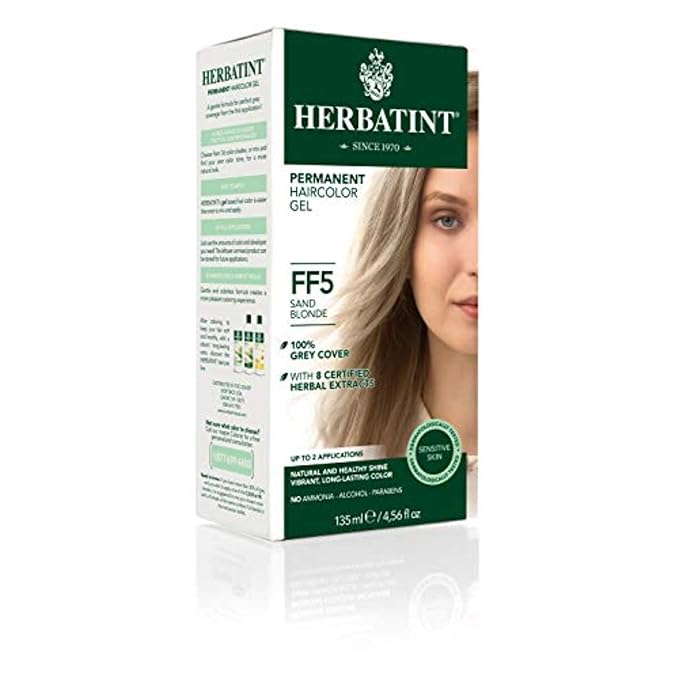 Herbatint Permanent Haircolor Gel, FF5 Sand 100% Grey 4.56 oz