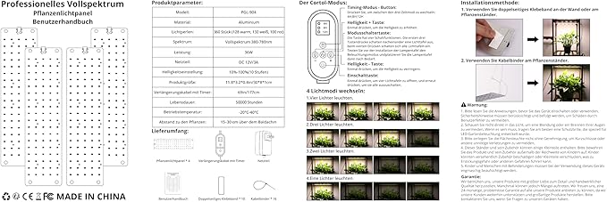 TONYFUL LED Grow Lights, 360 LEDs Plant Lights for Indoor Growing, 36W Premium Full Spectrum Grow Light with 4/8/12H Timer, 10 Dimmable Levels - Ideal for Indoor Growing (4Pcs)