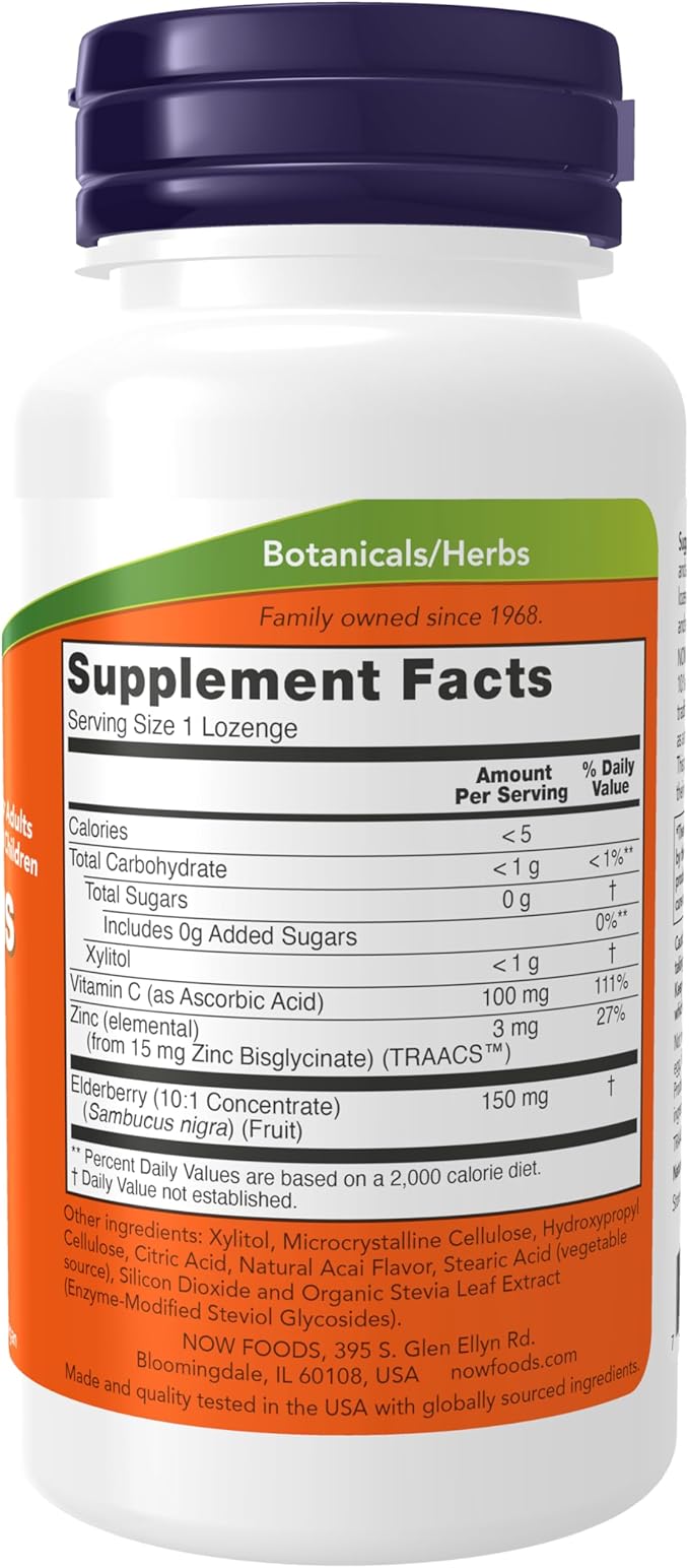 NOW Supplements, Sambucus Zinc-C with Elderberry 60 Lozenges 2)