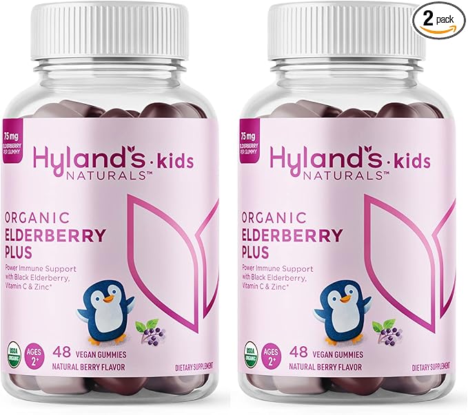Hyland's Naturals Kids Organic Elderberry Plus 48 Vegan (2 Pack)
