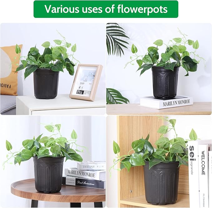 JERIA 100-Pack 1 Gallon Flexible Plant Nursery Pots with 100Pcs Plant Labels,Thickened Soft Plastic Seedling Pots,Seed Starting Pot Flower Plant Container for Succulents,Seedlings