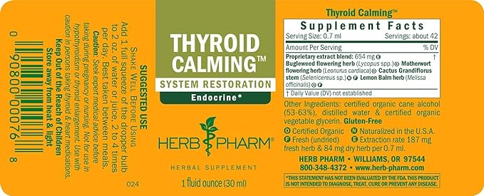 Herb Pharm Thyroid Calming Liquid Herbal 1 Ounce