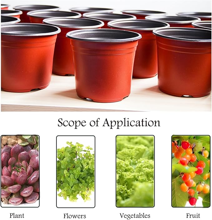 4 Inch 400 Pack Plastic Nursery Pots with Drainage Holes,Plastic Seed Starting Pots Come with 400 Pcs Labels, Reusable Seedling Flower Plant Container for Succulents, Seedlings, Transplanting