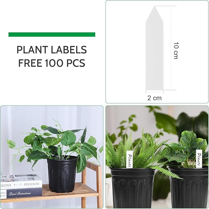 JERIA 100-Pack 1 Gallon Flexible Plant Nursery Pots with 100Pcs Plant Labels,Thickened Soft Plastic Seedling Pots,Seed Starting Pot Flower Plant Container for Succulents,Seedlings