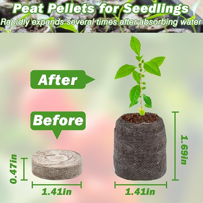ZeeDix 50 Pcs 36mm Seed Starter Peat Pellets for Seedlings, Compressed Seed Starter Potting Soil Plugs Plant Starter Pods Soil Pellets for Seed Starting Gardening Planting Flowers Herbs and Vegetables