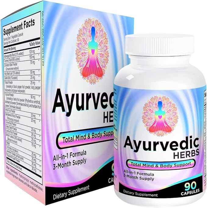 Ayurvedic Herbs (All-in-1) Supplement 3-Month Supply 17 Active 90 Capsules