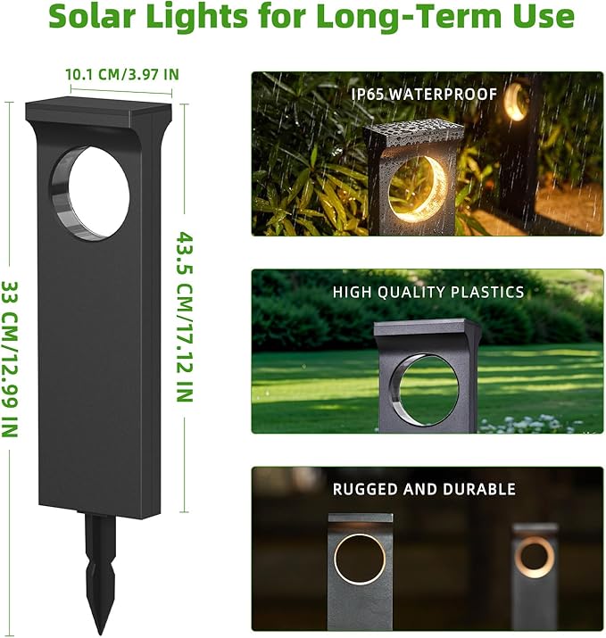 Solar Pathway Lights Outdoor, 4 Pack Upgraded Moon Shaped Landscape Lights - Brighter & Waterproof Solar Powered Decor for Yard, Garden, Path, Walkway, and Outdoor Decoration