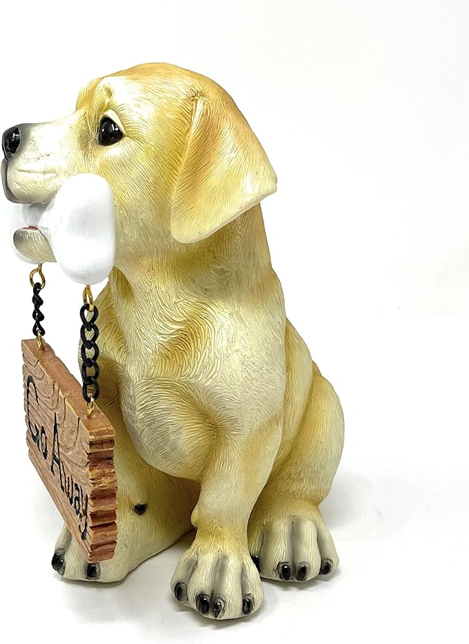 Nature's Mark Labrador Retriever Dog Puppy Statue with Welcome Sign Resin Garden Statue Decor 6.7" H