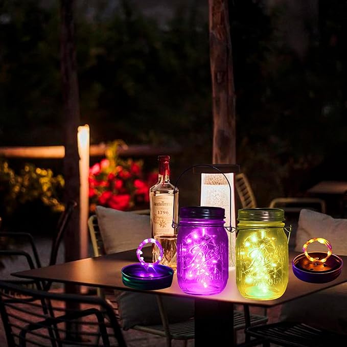 ZNYCYE Upgraded Solar Mason Jar Lights, 12 Pack 30 Led String Fairy Star Firefly Jar Lids Lights, Jars Not Included, Best for Mason Jar Decor,Great Outdoor Lawn Decor for Patio Garden, Yard (6 Colors)