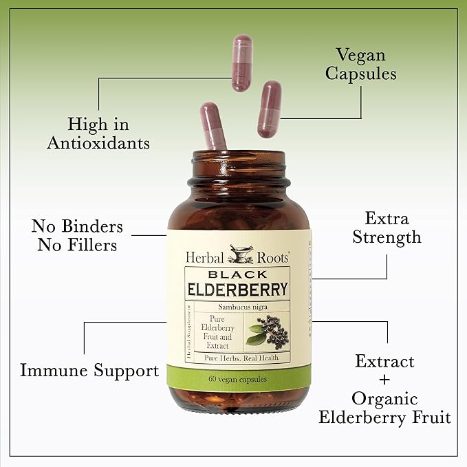 Herbal Roots Black Elderberry Capsules 4,300mg |
