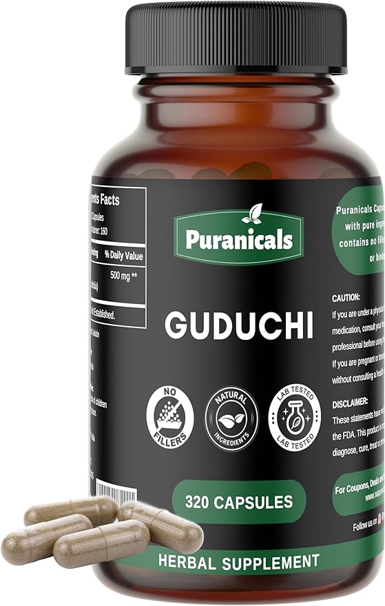 Guduchi Premium 320 Capsules Non GMO 500 mg 100% Pure