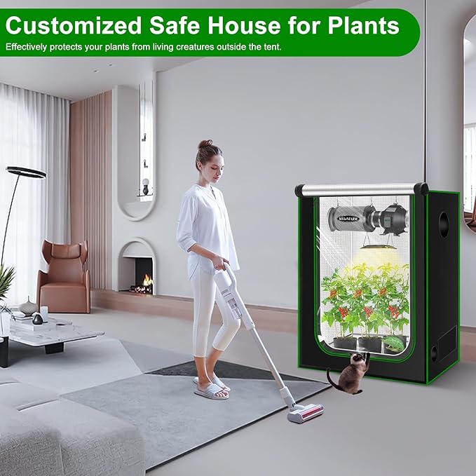 MELONFARM 2x2 Grow Tent, 24"x24"x48" Grow Tent, Double Transparent Viewing Door Indoor Grow Tent, Growing Tent with High Reflective Mylar & Floor Tray, Plant Tent for Indoor Hydroponics Growing