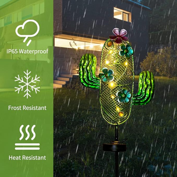 dreamysoul Solar Garden Lights, Outdoor Solar Cactus Lights Stake Waterproof for Garden Patio Yard Pathway Decoration