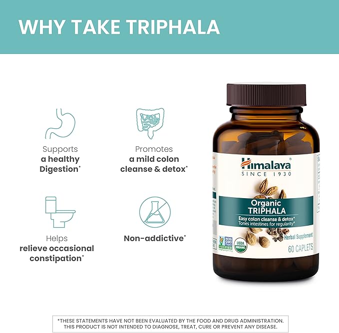 Himalaya Organic Triphala Herbal Supplement 688 mg, 30 Plant-Based