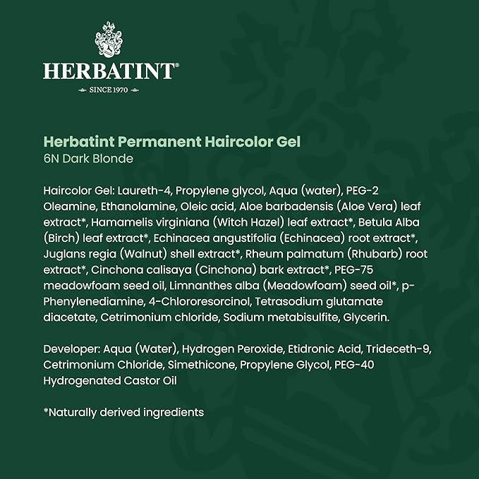 Herbatint Permanent Haircolor Gel, 6N Dark 100% Grey 2 Pack