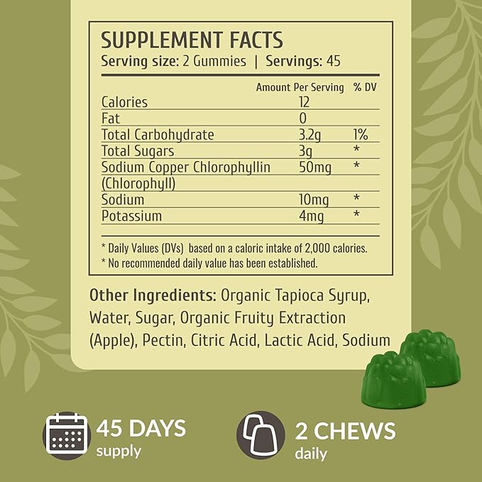 HERBAMAMA Chlorophyll Gummies Supplement from 90 Vegan
