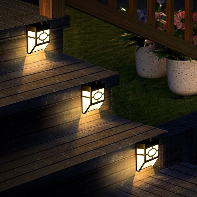 SOLPEX 16 Pack Solar Deck Lights Outdoor, Solar Fence Lights,2 Modes Christmas Garden Decoration Lights,RBG/Warm White LED Decorative Lighting for Garden,Yard,Post,Path&Driveway