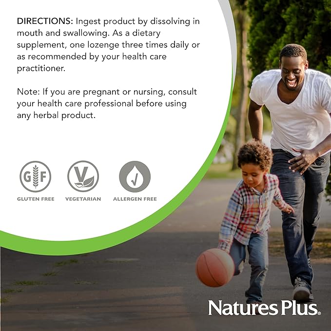 Natures Plus Herbal Actives ImmunActin Zinc Lozenges 10 mg 60 Vegan 60 Servings